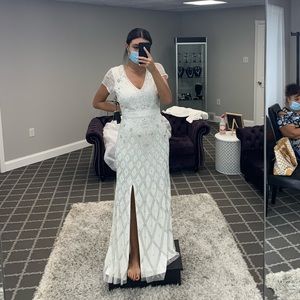 NEW Adrianna Papell Beaded White Gown